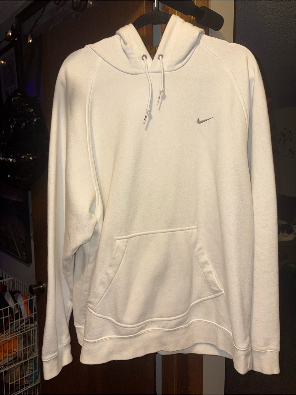 Nike White Pullover Hoodie with Small Swoosh
